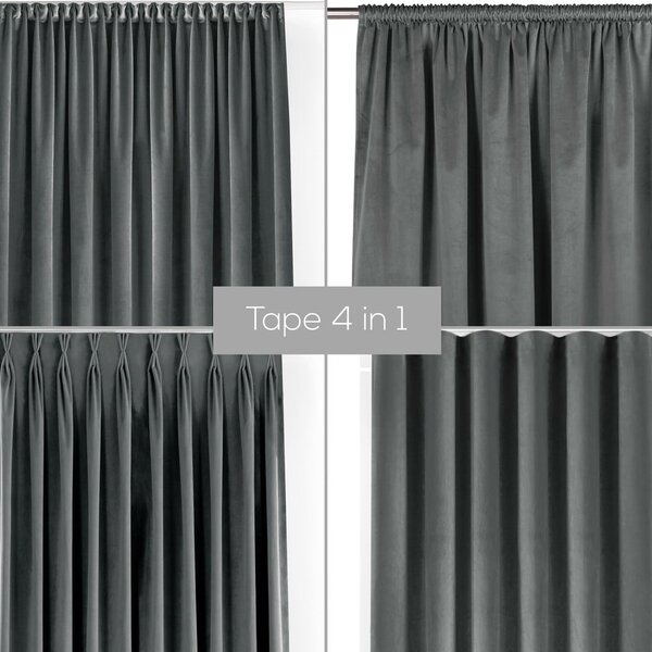 Draperie gri închis dimout (semi-opacă) din catifea 265x175 cm Velto – Filumi