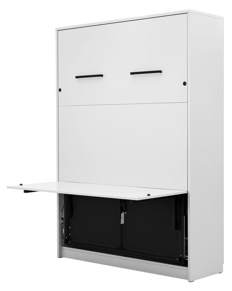 Pat rabatabil Basic 140x200 vertical cu masă de scris- alb mat