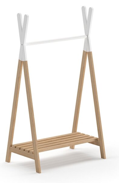 Cuier pentru copii alb/în culoare naturală din lemn masiv de pin KIDDY – Vipack
