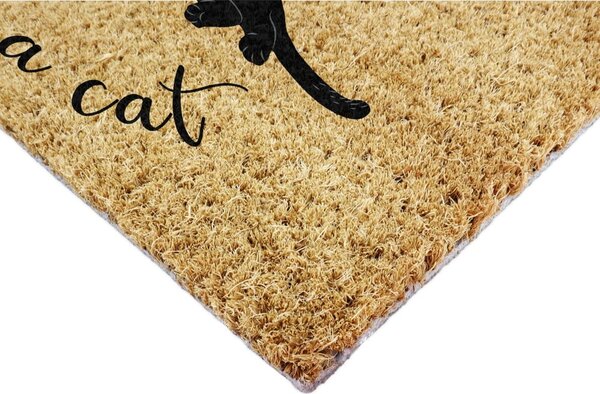 Covoraș de intrare din fibre de nucă de cocos 40x60 cm Life Is Better With a Cat – Artsy Doormats