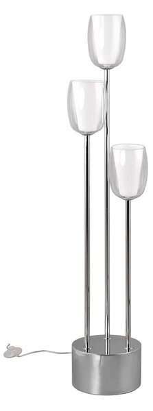 Lampadar argintiu cu abajur din sticlă (înălțime 140 cm) Barret – Trio Select