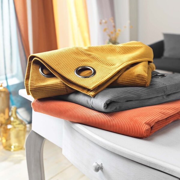 Draperie albastră din catifea reiată 140x260 cm Casual – douceur d'intérieur
