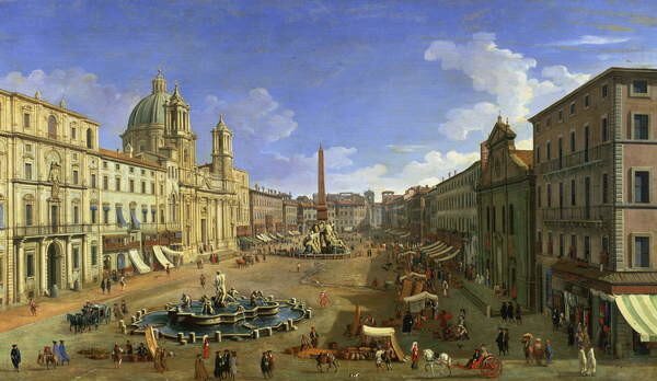 (1697-1768) Canaletto - Artă imprimată View of the Piazza Navona, Rome, (40 x 22.5 cm)