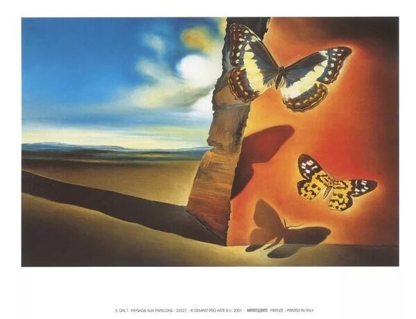 Landscape with Butterflies, 1956 Reproducere, Salvador Dalí, (80 x 60 cm)