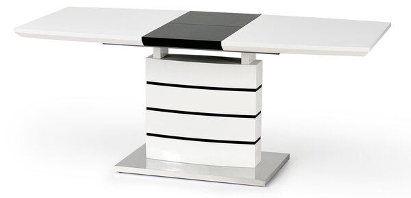 Masă Houston 292Alb lucios, Negru, 8x8x14cm, ExtensieExtensie, MDF, MDF