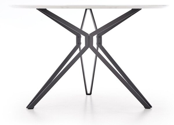 Masă Houston 218Alb lucios, Negru, 8cm, MDF, Metal