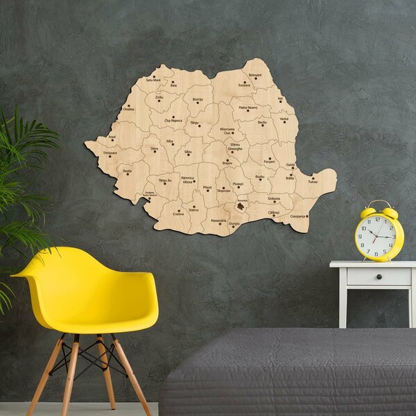DUBLEZ | Harta României de perete din lemn