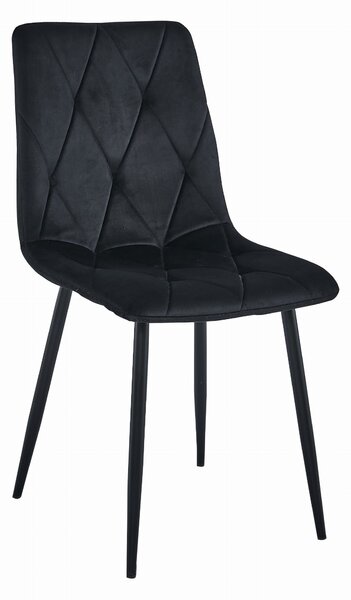 Negru scaun bucatarie LIBRA din catifea cu picioare negre