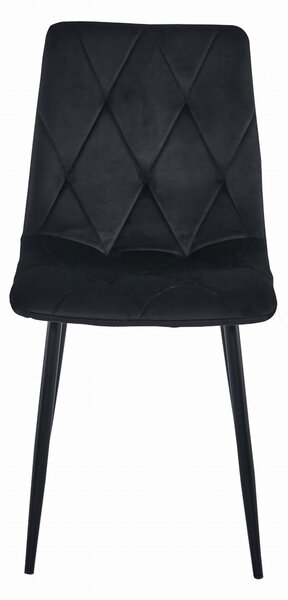 Negru scaun bucatarie LIBRA din catifea cu picioare negre