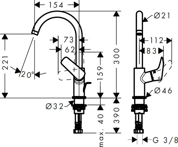 Hansgrohe Logis baterie lavoar stativ crom 71131000
