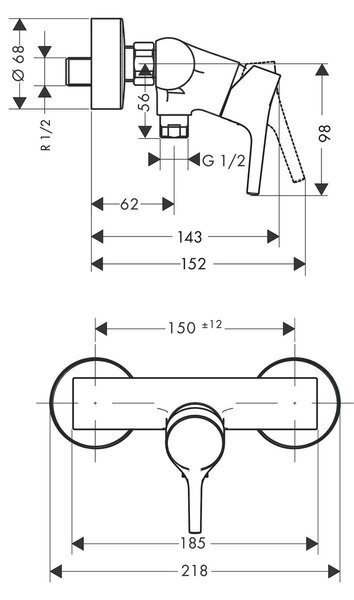 Hansgrohe Talis S baterie de duș perete crom 72600000