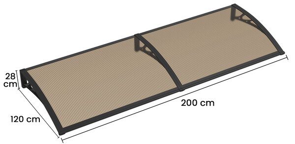 Copertină PREMIUM 200x120 cm, placă 6 mm dintr-o bucată – Negru/Bronz