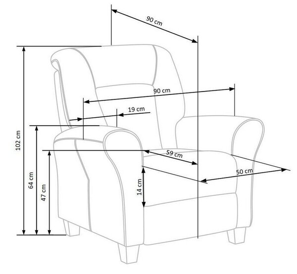 Fotoliu recliner Houston 848Gri inchis, 8x9x9cm, Tapiterie, PicioarePicioare: Lemn