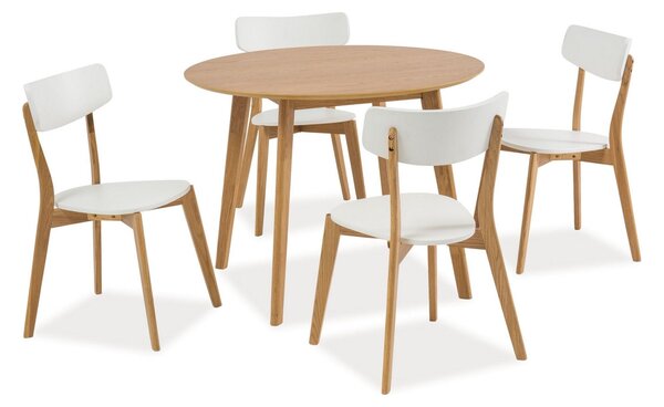 Scaun bucatarie MOSSO, alb/stejar, lemn de stejar, 46x43x78 cm