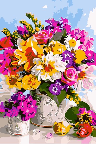 Pictura pe numere cu un cadru "Flori într-o vază 5" 50x40 cm