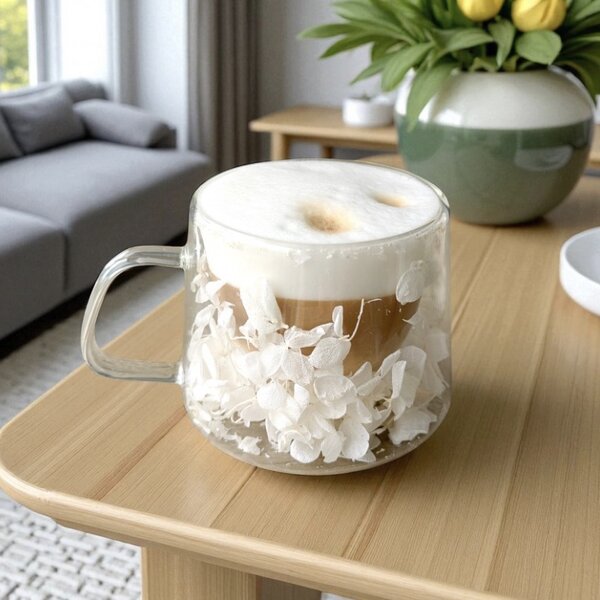 JAKS Pahar termic cu flori albe 180 ml 1 buc Whitt