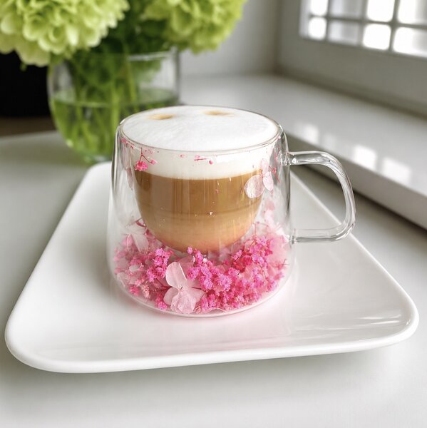 JAKS Pahar termic cu flori de hortensie 180 ml 1 buc Rosia