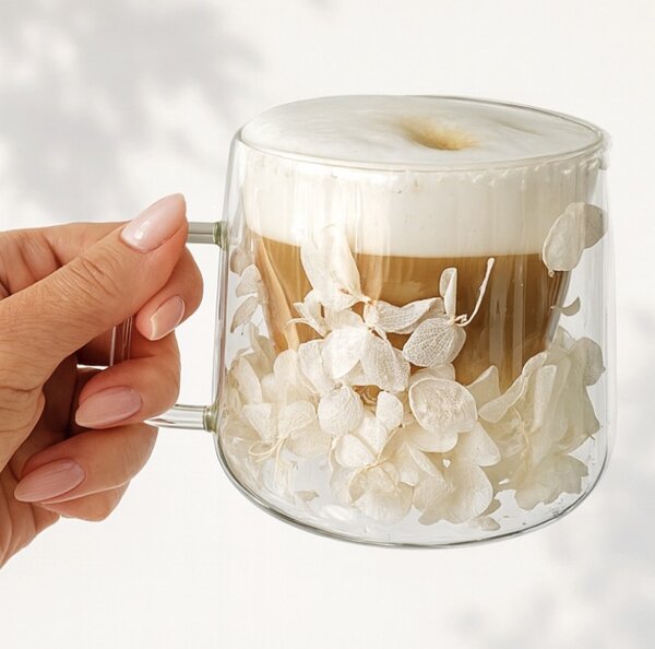 JAKS Pahar termic cu flori albe 180 ml 1 buc Whitt