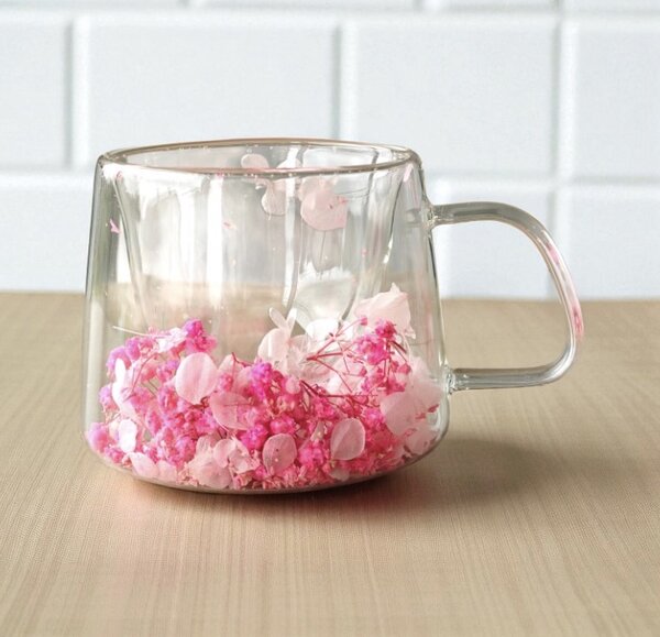 JAKS Pahar termic cu flori de hortensie 180 ml 1 buc Rosia