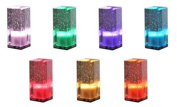 Lampa de masa Cristal, LED RGB, iluminat decorativ, schimbare culoare lumina prin buton tactil, alimentare USB