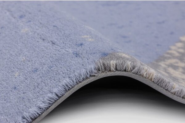 Covor albastru deschis din lână 133x180 cm Folds – Agnella