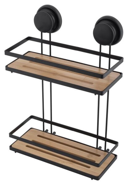 Erga Gavi, cos dublu pentru cosmetice 26x10,5x37 cm pentru ventuze, negru mat-maro natural, ERG-YKA-CH.GAVI-BP2