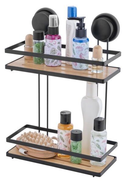 Erga Gavi, cos dublu pentru cosmetice 26x10,5x37 cm pentru ventuze, negru mat-maro natural, ERG-YKA-CH.GAVI-BP2