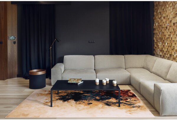 Covor din lână 133x180 cm Burst dark beige – Agnella