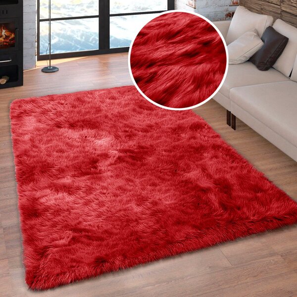 Covor Home affaire Valeria blana artificiala, rosu inchis 120/180 cm
