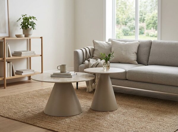 Set masute de cafea HILL travertin/casmir 2 buc, bej
