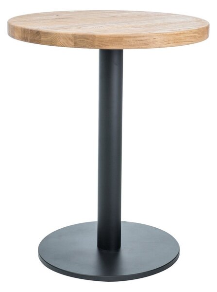 Masa PURO II, stejar/negru, lemn masiv/metal, 80x76 cm