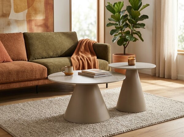 Set masute de cafea HILL travertin/casmir 2 buc, bej