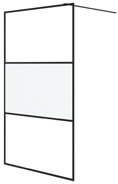 Perete cabină duș walk-in negru 115x195 cm sticlă ESG semi-mată