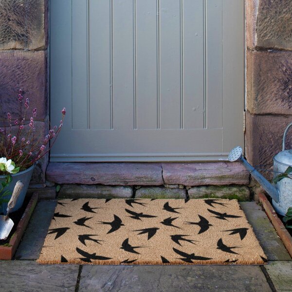 Covoraș de intrare din fibre de nucă de cocos 40x60 cm Swallows – Artsy Doormats