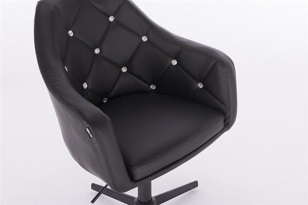 HC830CROSS Scaun Negru de Piele cu Bază Neagra