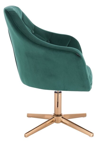 HR831CROSS Scaun Catifea Verde cu Bază Aurie
