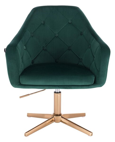HR831CROSS Scaun Catifea Verde cu Bază Aurie