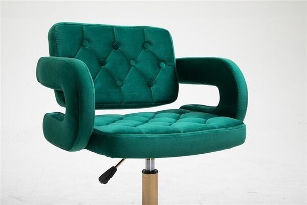 HR8403CROSS Scaun Catifea Verde de Smarald Bază Aurie