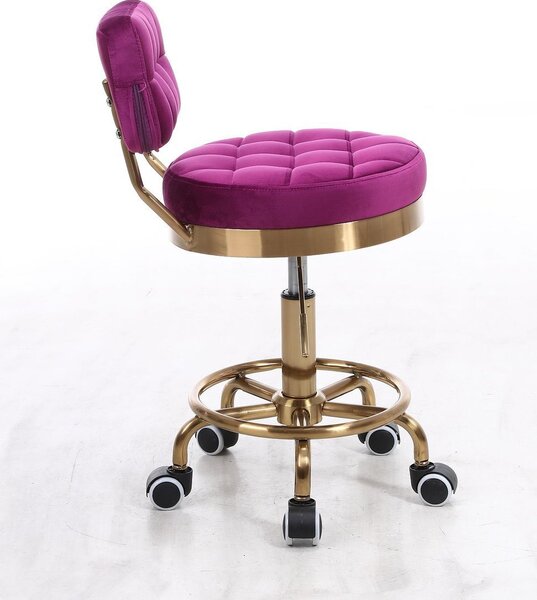 HR636 Scaun Fucsia Catifea cu Bază Aurie