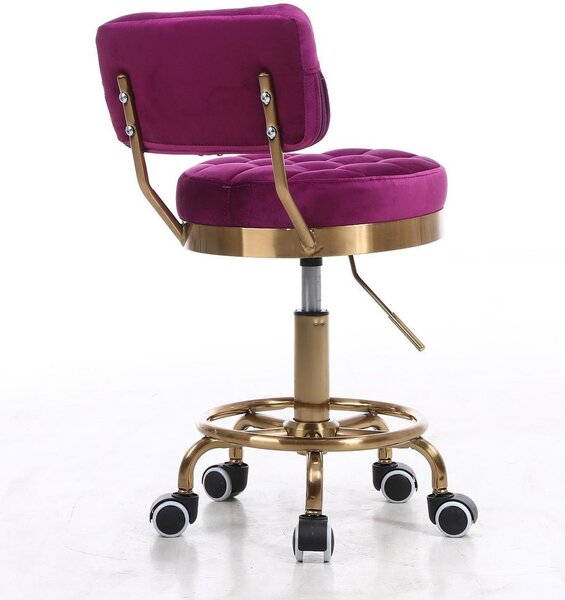 HR636 Scaun Fucsia Catifea cu Bază Aurie