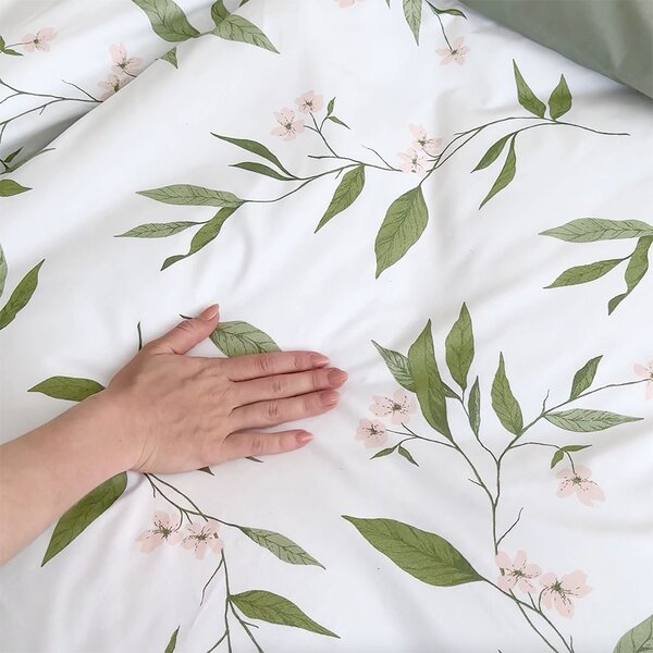 Goldea lenjerie de pat din 100% bumbac duo - miros de iasomie cu verde salvie 150 x 200 și 50 x 60 cm