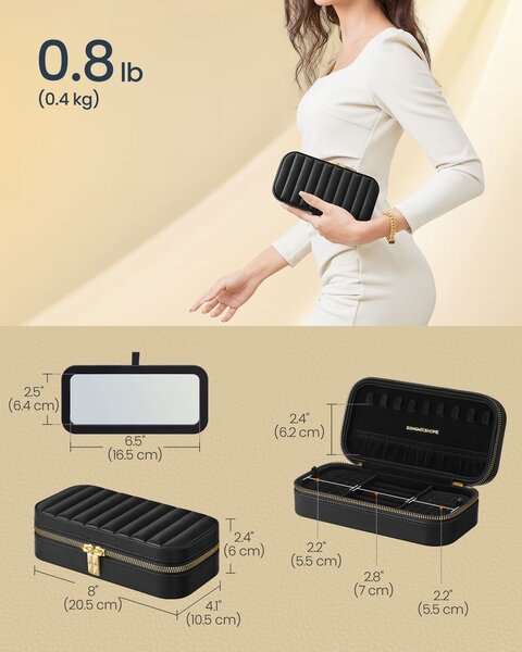 Cutie de bijuterii Songmics Negru 20.5x11.2x6 cm