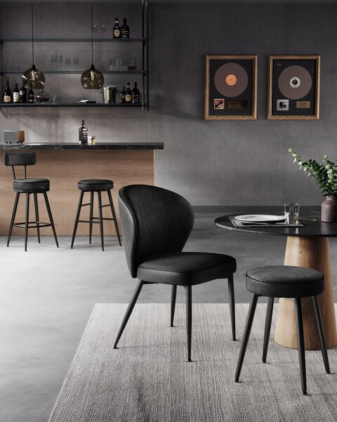 Set 2 buc. Scaune de bar Vasagle Negru 54x54x91 cm