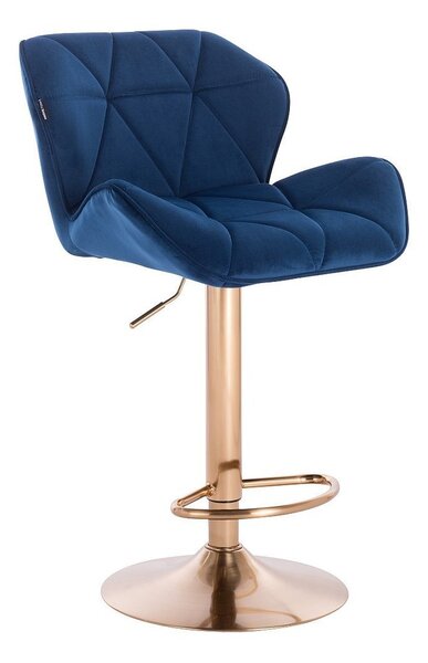 HR111W Scaun Catifea Bleumarin Velur cu Bază Aurie