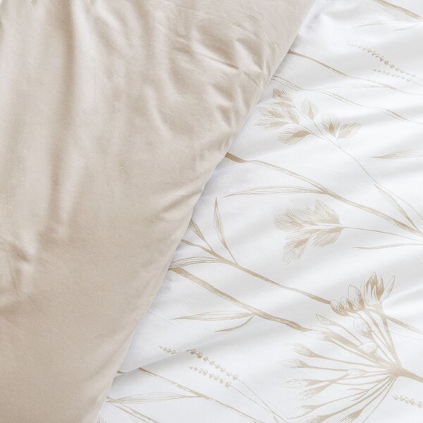 Goldea lenjerie de pat din 100% bumbac duo - plante ornamentale cu latte 135 x 200 și 40 x 80 cm