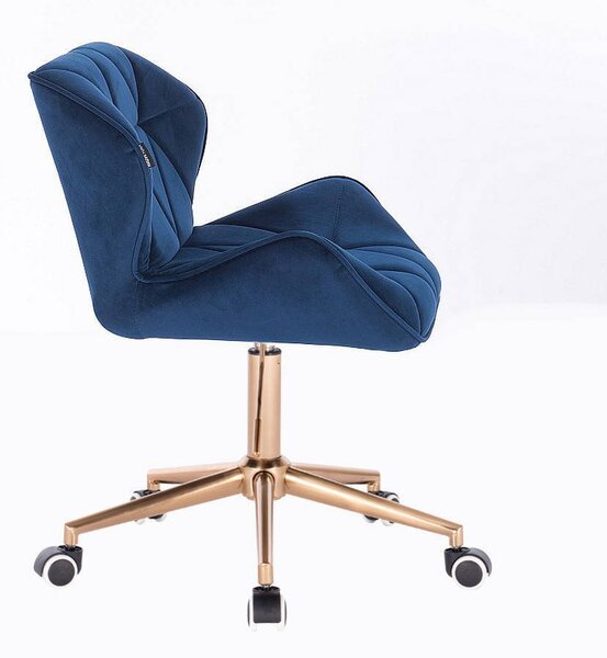 HR111K scaun Catifea Bleumarin cu Bază Aurie