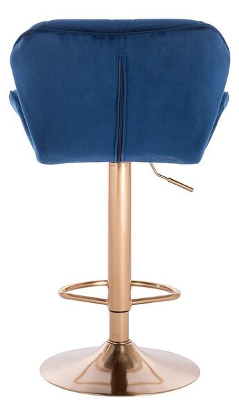 HR111W Scaun Catifea Bleumarin Velur cu Bază Aurie