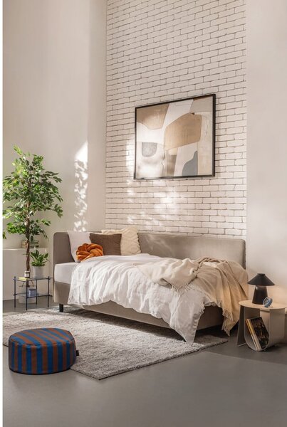 Pat taupe tapițat cu spațiu de depozitare cu saltea 90x200 cm Avela – Bonami Selection