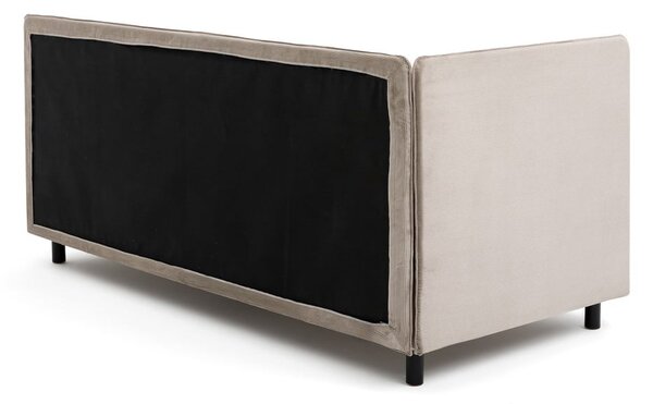 Pat taupe tapițat cu spațiu de depozitare cu saltea 90x200 cm Avela – Bonami Selection