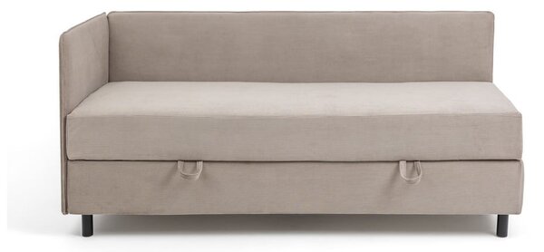 Pat taupe tapițat cu spațiu de depozitare cu saltea 90x200 cm Avela – Bonami Selection